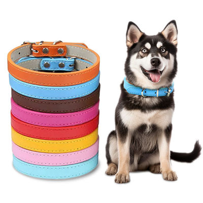 comprare Collare da cane in pelle marrone giallo viola rosa Collare da gatto in pelle personalizzato fabbricazione online