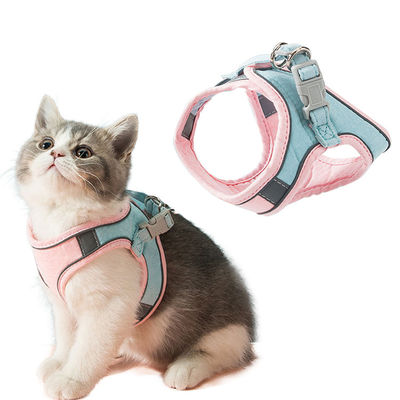 comprare Bella cintura regolabile per animali da compagnia Soft Nylon Mesh Reflective Cat Harness Leash Set fabbricazione online