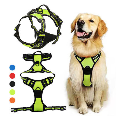 comprare Neoprene Reflective Dog Harness Set No Pull Collar And Leash Custom Hi Vis Dog Harness fabbricazione online