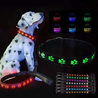 comprare Prodotti per animali domestici Collare per cani a LED con logo personalizzato Moduli di lampeggiamento USB ricaricabile Lampeggio lento fabbricazione online