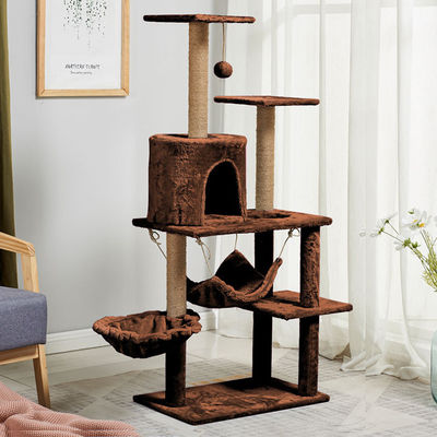 comprare Albero da graffiare per gatti piattaforma naturale a più livelli Albero da gatto in legno con amaca fabbricazione online
