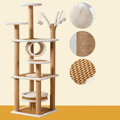 comprare Multi-Level Cat Tree House Scratching Post Heavy Duty Con Sisal Rop Cat Tower Colonna di arrampicata Albero di arrampicata Cat's Dream Play Area fabbricazione online