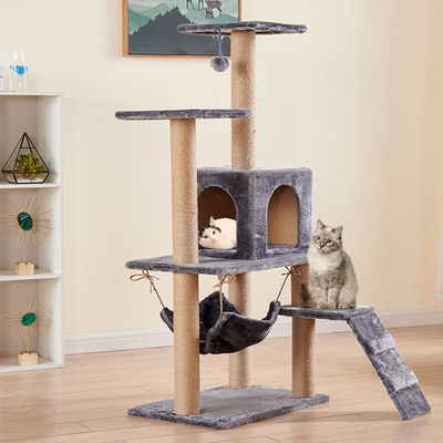 comprare Multi-Level Cat Tree House Scratching Post Heavy Duty Con Sisal Rope Cat Tower Colonna di arrampicata albero per gatti e animali fabbricazione online