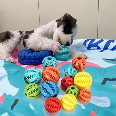 comprare Cane per animali domestici gomma trattare Distribuzione palla nascondendo cibo puzzle morso interattivo palla per animali masticare fabbricazione online