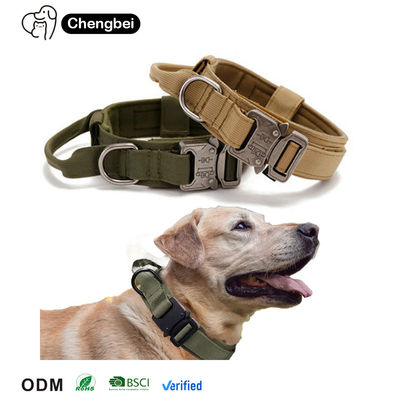 Personalized Custom Luxury Designer Nylon Metal Heavy Duty Training Pet Rope Large Dog Collar e Leash Set per i K9 tattici