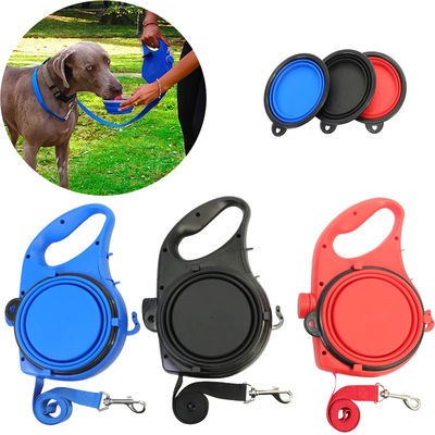 Blue Orange Dog Leash Water Bowl Retractabile Nylon Dog Lead Con Water Bowl