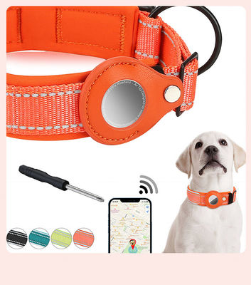 Arancione Blu GPS Air Tag Collare per cani Collare per gatti di nylon Logo personalizzato regolabile