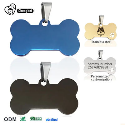 Tag di identificazione del cane in acciaio inossidabile intagliato 2cm-6cm SS Tag del cane Nero Blu