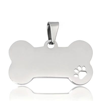 Etichette del nome del cane in acciaio inossidabile Tag di identificazione del cane blu argento inciso