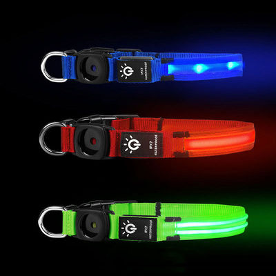 Collare per cani a LED impermeabile Medio Grandi Cani AirTag Portatore Flash Light Up Disegno del logo personalizzato