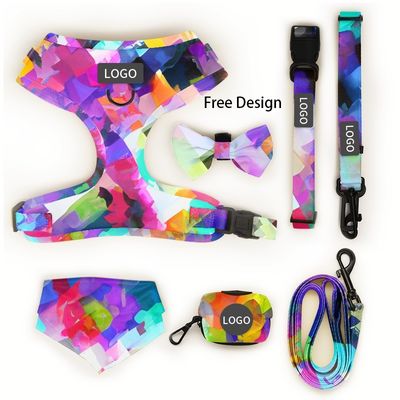 Neoprene Dog Harness And Leash Set Personalized Designer Custom Pattern No Pull Soft Pet Harness Per Cani Piccoli e Medi