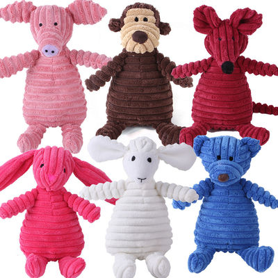 Giocattoli per animali domestici per giochi in interno Giocattoli per cani in pelo corduroy Forma animale Plumino scricchiolante resistente al morso di masticazione
