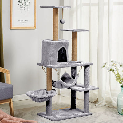 38*55*130cm Torre a più strati sostenibile per grandi gatti Extra grande 49 pollici Attività di grandi gatti Casa in albero da arrampicata nera