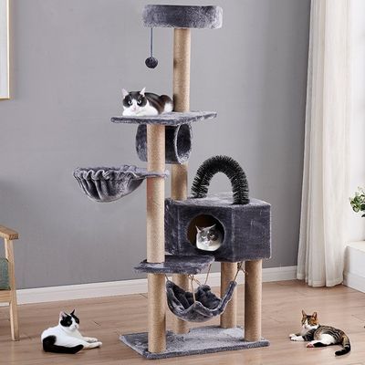 Grandi casette da raschiatura in legno Torre Gatti Albero di tessuto Sisal e tavola di legno per dimensioni personalizzate