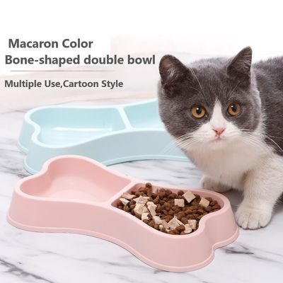 Ciotole per animali domestici alimentatori sostenibili colore maccherone forma ossea doppia ciotola per cani e gatti