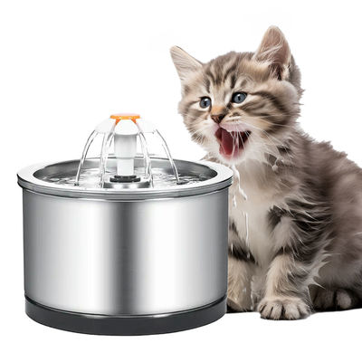 Fontana per animali domestici, volume di 2,5 litri, materiale in acciaio inossidabile, senza ugelli per l'impostazione del tempo inclusi