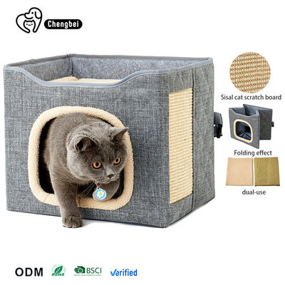 Doppio strato Nido di gatti cubo Animali da compagnia Letti da letto caldi Casa da gatti pieghevole Cani Gatti Animali piccoli